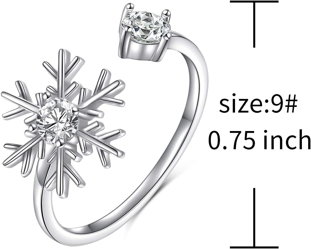 DAOCHONG S925 Sterling Silver Snowflake Necklace Earrings Bracelet Ring Set for Women Jewelry