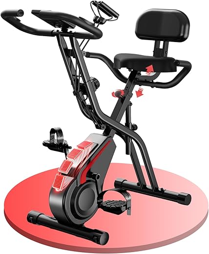 Home Exercise Bike Fitness Bike Silent with Adjustable Resistance Handlebar and Seat LCD Display Breathable Seats for Cardio Training