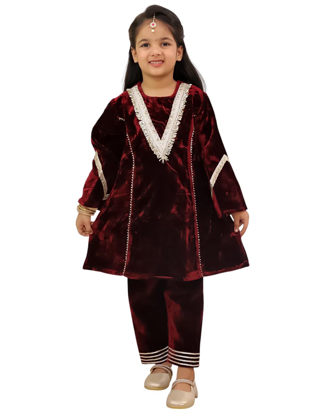 AJ DEZINES Girls Suit Set Velvet Full Sleeve Kurta Sharara Set for Kids - Ethnic Wear |Traditional Wedding & Party Outfit... - Review, Price and Buying Guide