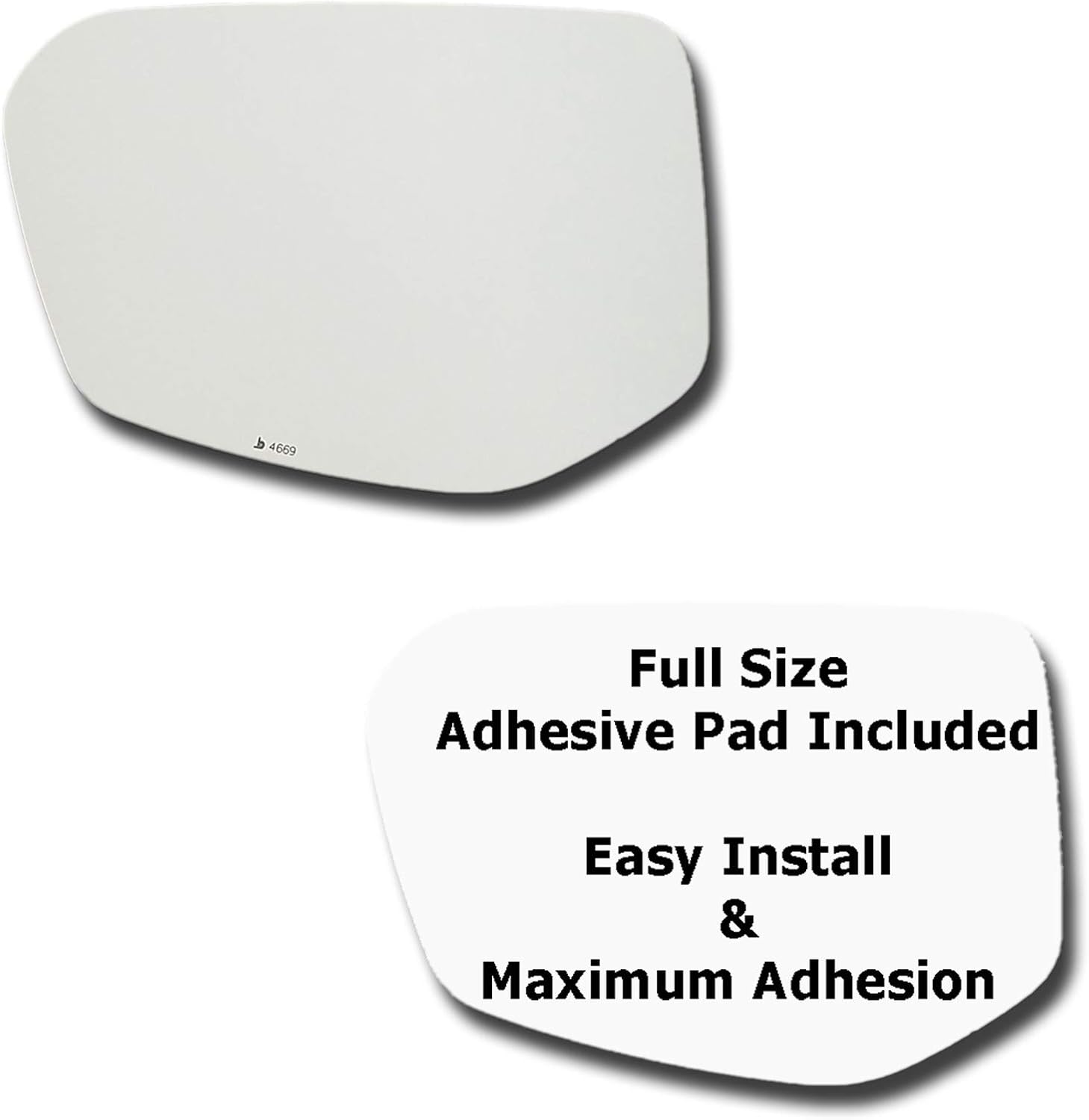 Mirror Glass + Full Size Adhesive Pad for 16-21 Honda Civic, 19-21 Insight Driver Side Replacement (2016 2017 2018 2019 2020 2021 16 17 18 19 20 21)
