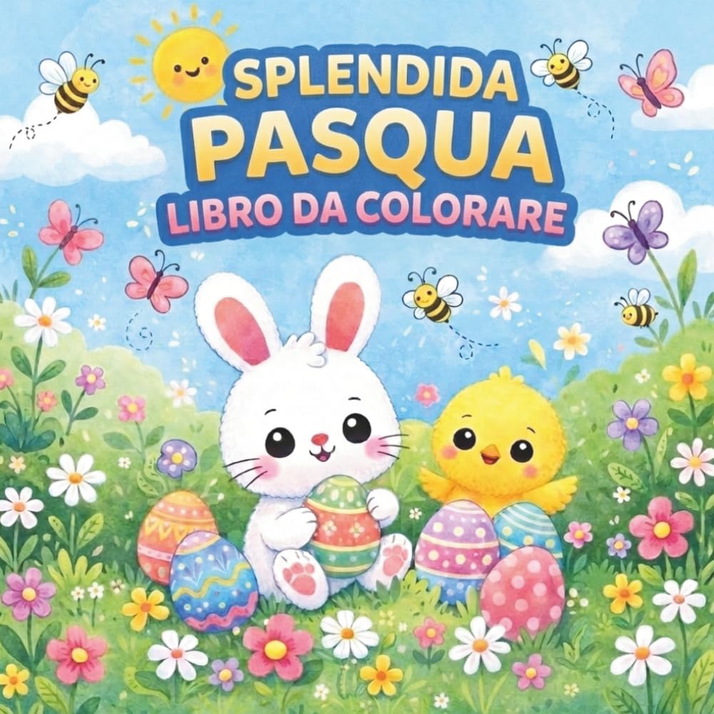 Splendida libro da colorare di Pasqua per bambini dai 4 agli 8 anni | + 45 illustrazioni: Pagine da colorare facili e divertenti con grandi uova di ... primaverili | Extra: contiene fatti curiosi