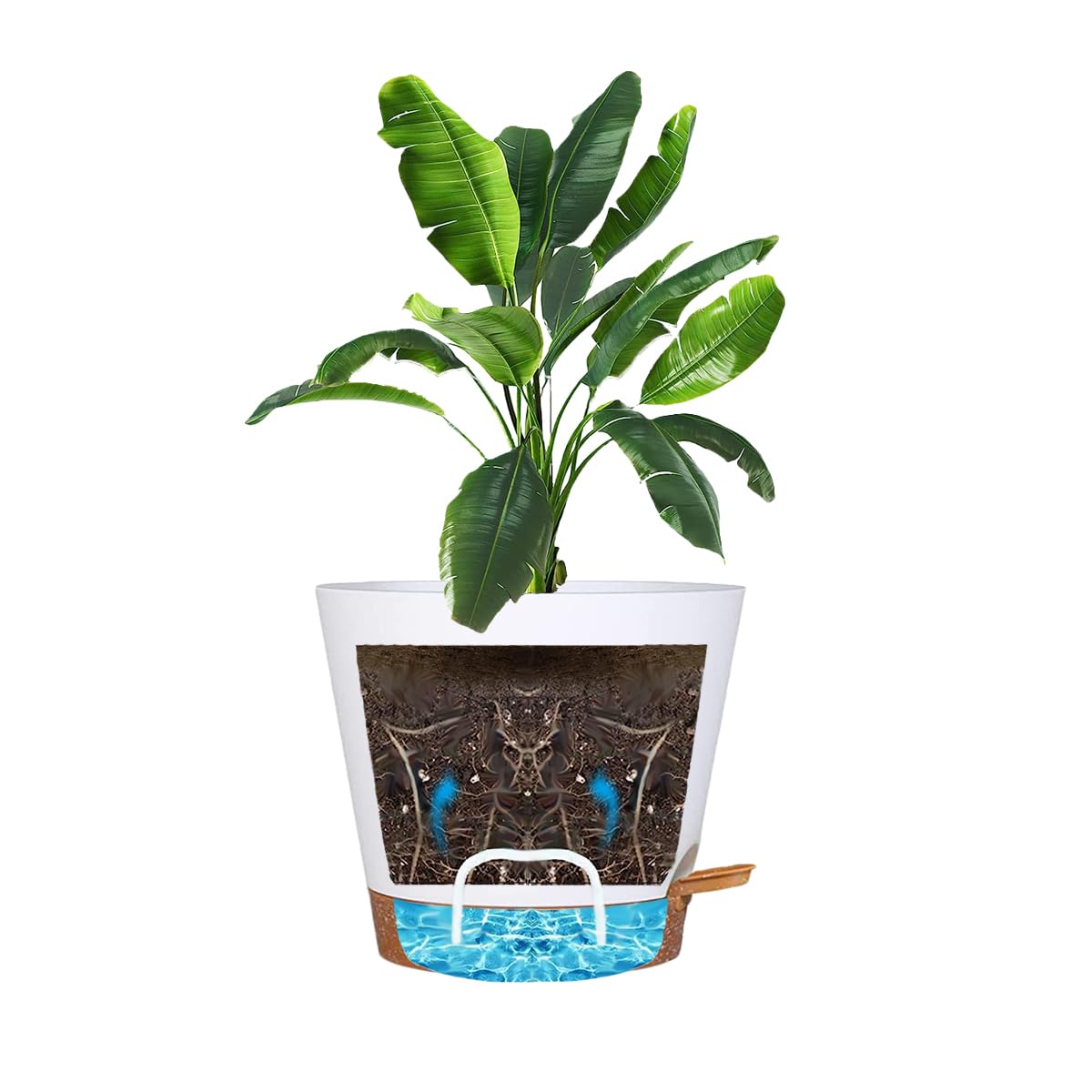 SUN-E Vaso per piante autoinnaffianti con foro di drenaggio, 30.5+30.5CM Grandi vasi per piante da fiore per tutte le piante da interno, moderne fioriere autoinnaffianti in plastica bianca