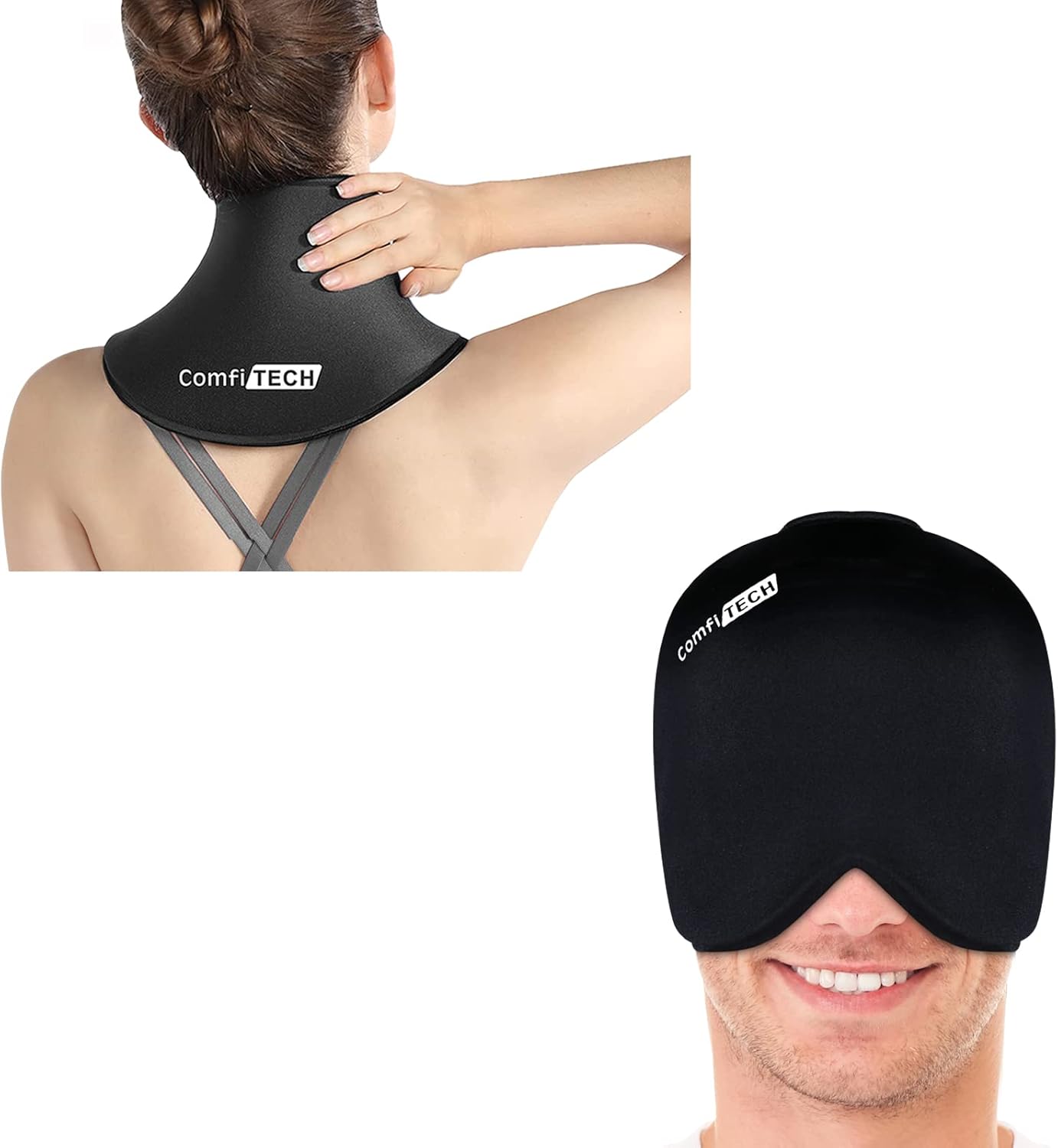 ComfiTECH Large Migraine Ice Head Wrap, Headache Relief Hat