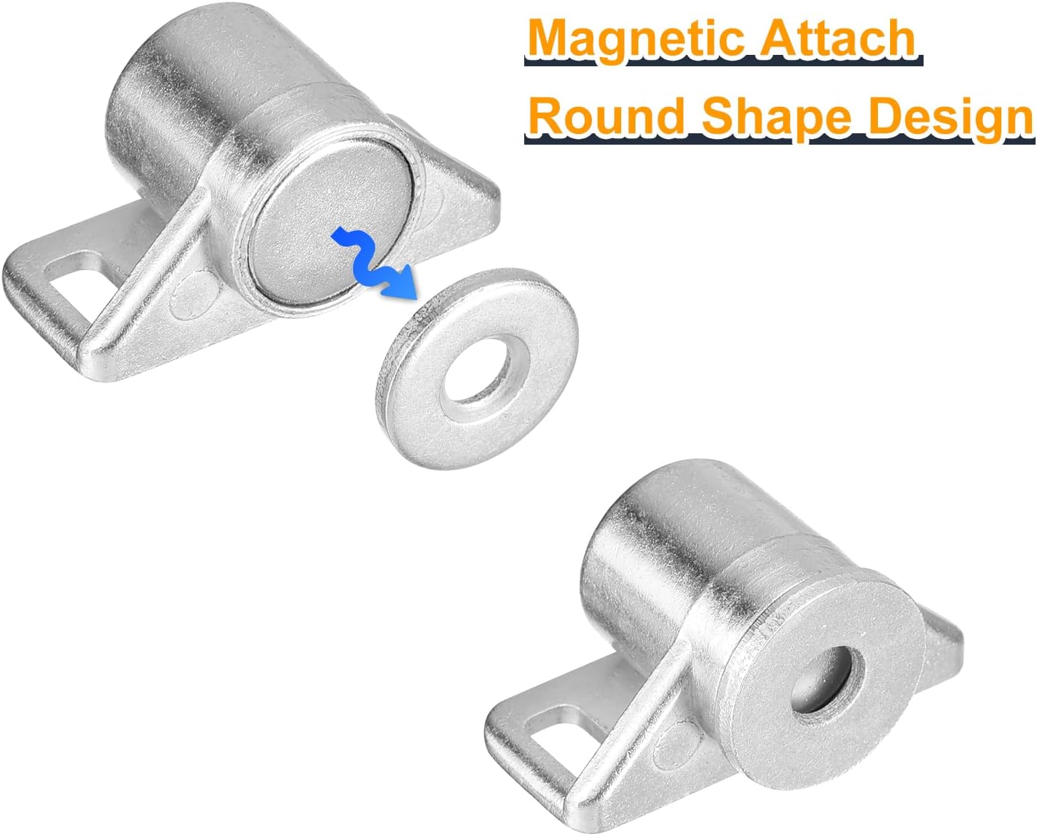 uxcell 4 Set Magnetic Cabinet Door Catch Zinc Alloy Magnet Cabinet Latch Closure Hardware for Kitchen Cupboard Closet Furniture Doors, Silver