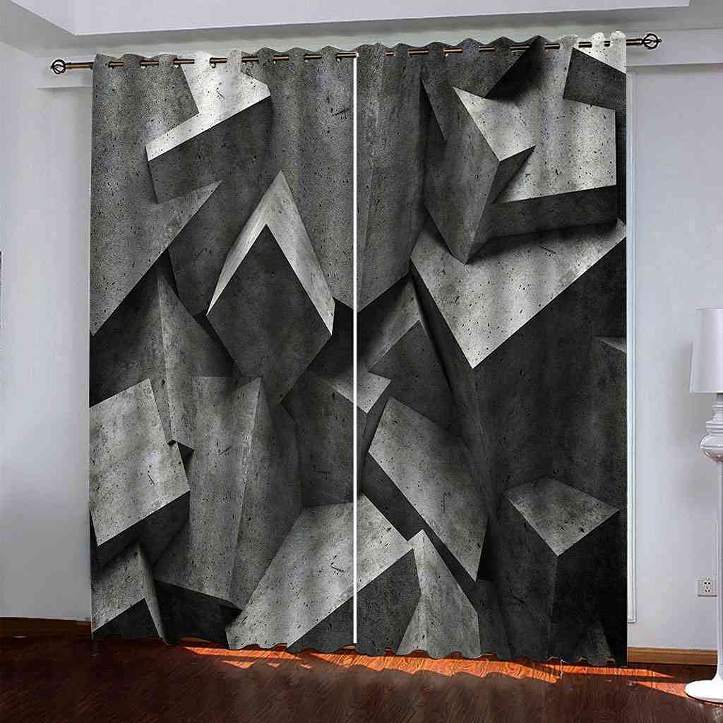 Rideaux occultants anti-bruit et froid pour chambre et salon motif pierre en relief