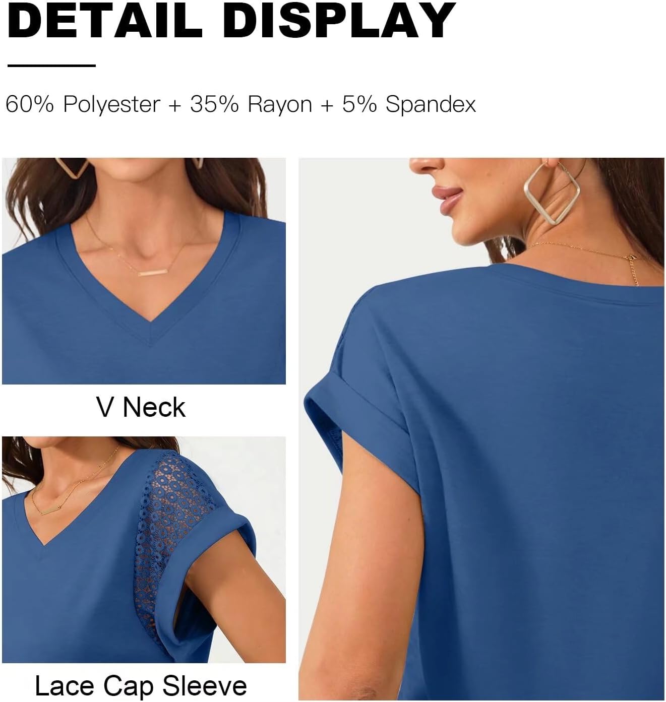 Bliwov Womens Summer Tops V Neck Lace Short Sleeve T Shirts Dressy Casual Business Outfits 2026 Spring Fashion Tee Clothes - Image 5