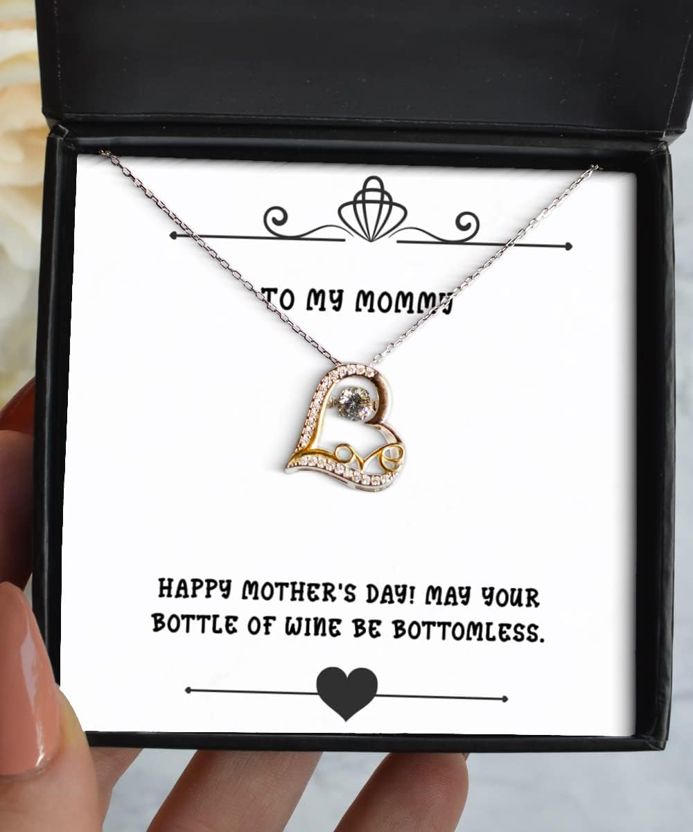 Unique Mommy Gifts, Happy Mother's Day! May Your Bottle of Wine Be Bottomless, Unique Idea Birthday Love Dancing Necklace Gifts for Mom