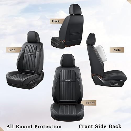 Vista 15 de Coverado Juego completo de fundas para asiento delantero y trasero para automóvil, cuero, impermeables, acojinadas, protectoras, ajuste universal