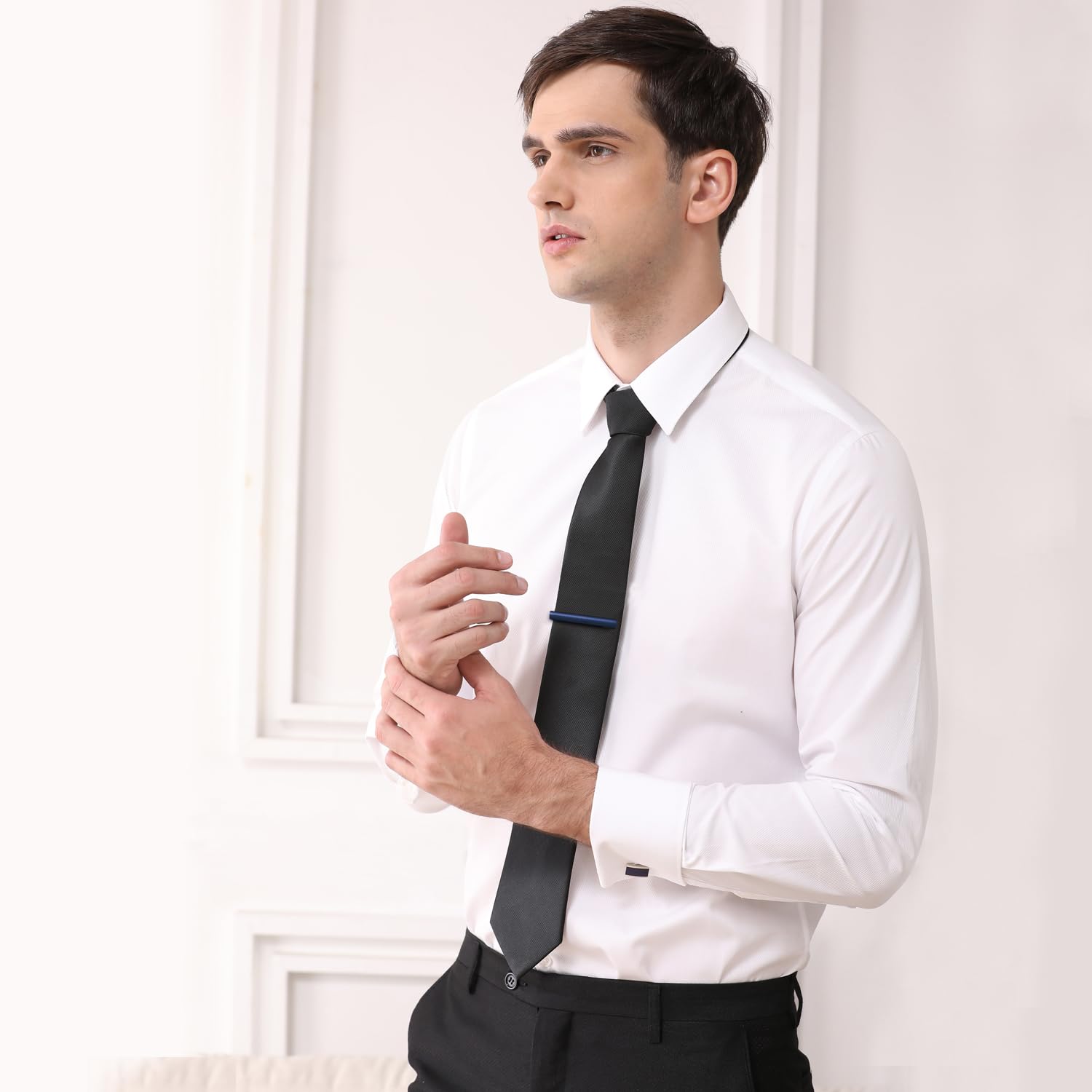 HONEY BEAR 1.97"/2.12"/2.36" Pinces à Cravate pour Homme Taille Normale Cravate,5cm/5.4cm/6cm pour Chemise Le Cadeau de Mariage Affaires