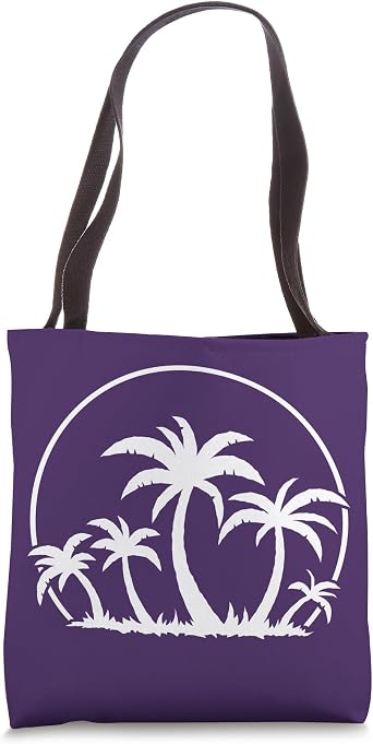 Palm Trees And Sunset Tropical Island Design in White Tote Bag