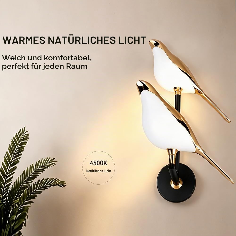 Nordic Vogel Wandlampe 4500K natürliches Licht moderne dekorative LED -Wandleuchte für Wohnzimmer Schlafzimmer