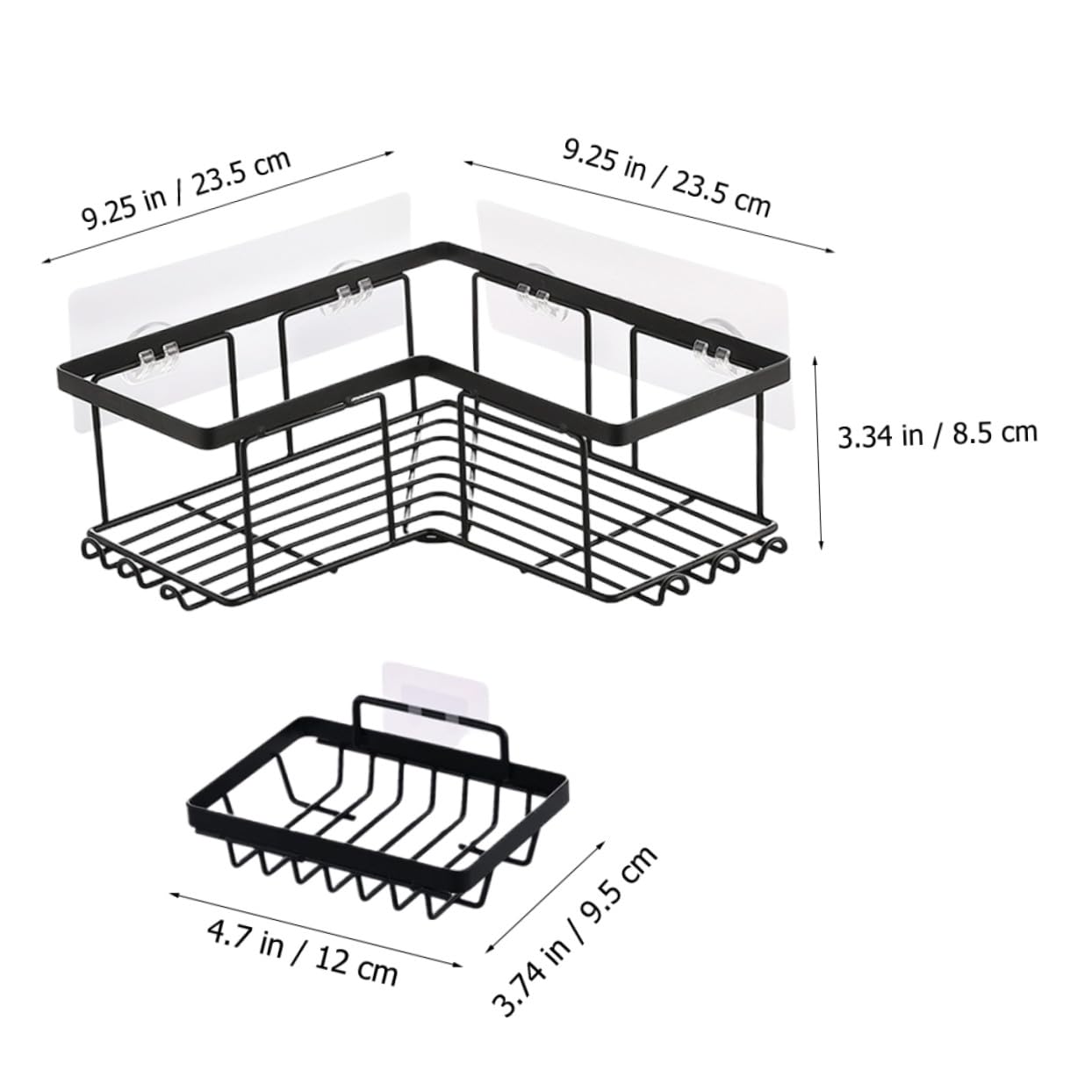 Cabilock Organizador de Ducha de Esquina Negro 1 Juego Acero al Carbono | Montaje sin Herramientas Adhesivos, Estructura en L, Almacenamiento Multipropósito para Baño