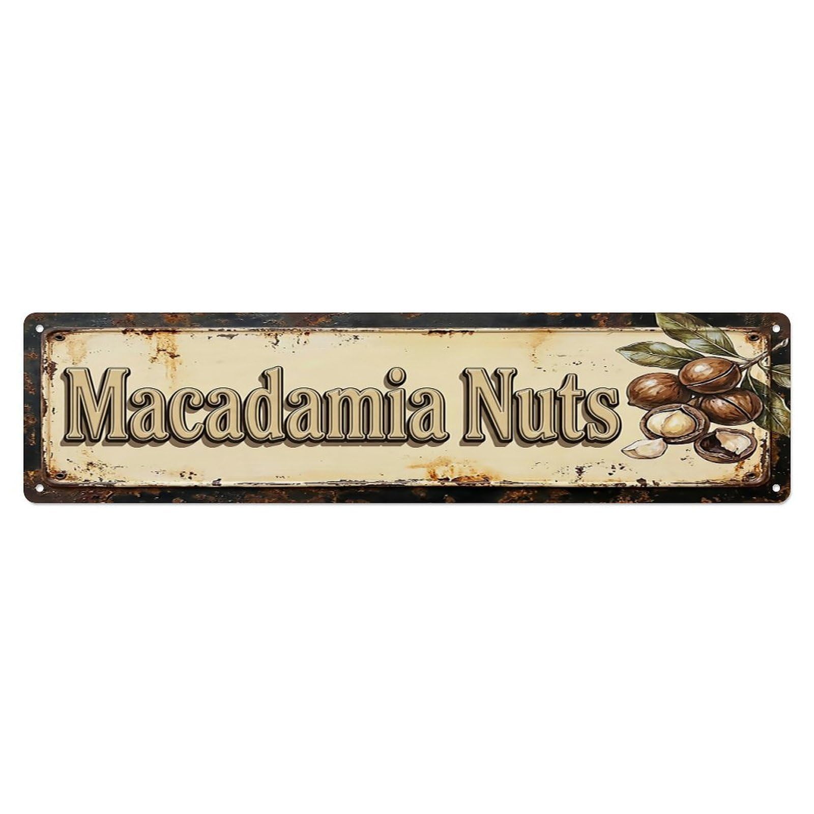 Vintage Macadamia Nuts Rich Farmhouse Metal Tin Sign