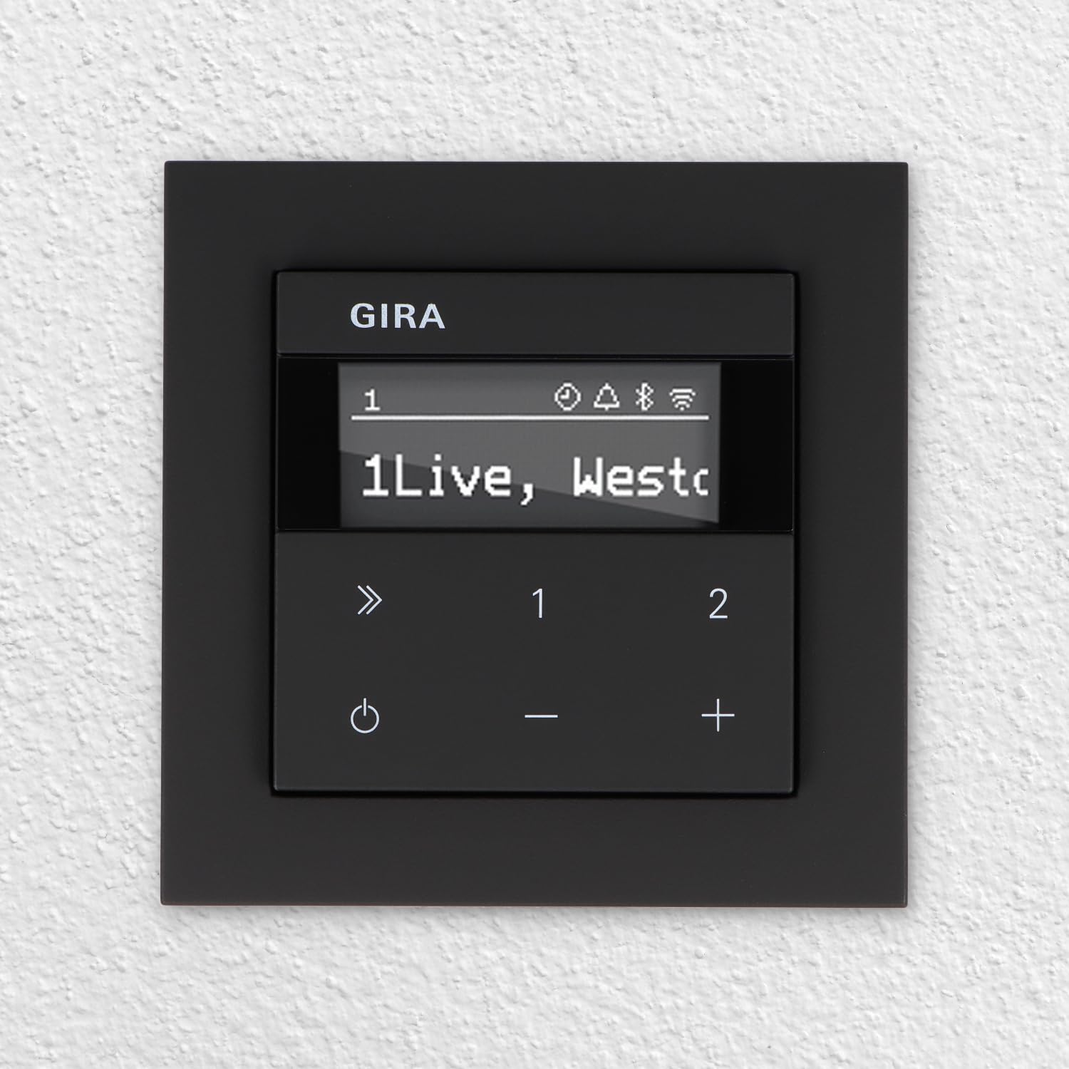 Gira Unterputz IP Internetradio 232003 + Bluetooth - E2 schwarz matt mit 1fach Rahmen Gira 021109 inkl. EBROM Phasenprüfer zur Montage des Geräts