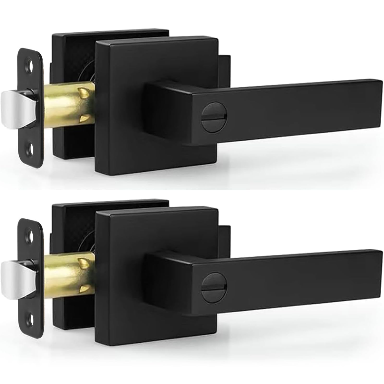 Photo 1 of ***DAMAGED*** Estmoon 2 Pack Privacy Door Levers Door Handle Matte Black Interior Door Knobs Keyless Door Locks for Bedroom or Bathroom, Left or Right Handing Levers