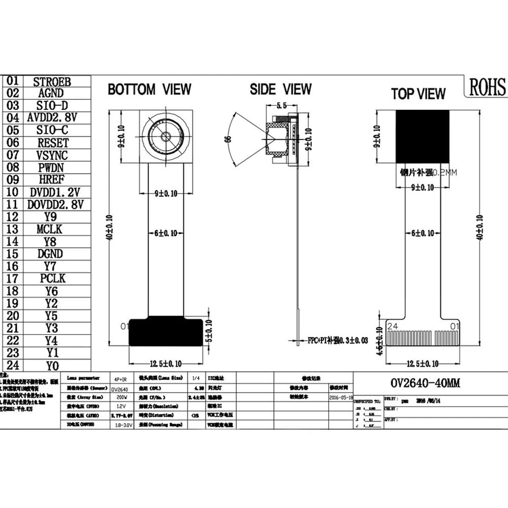 SHMIZZ OV2640 Kameramodul Für ESP32-CAM – 68° Blickwinkel, 2 Megapixel, 40 Mm, 24 PIN