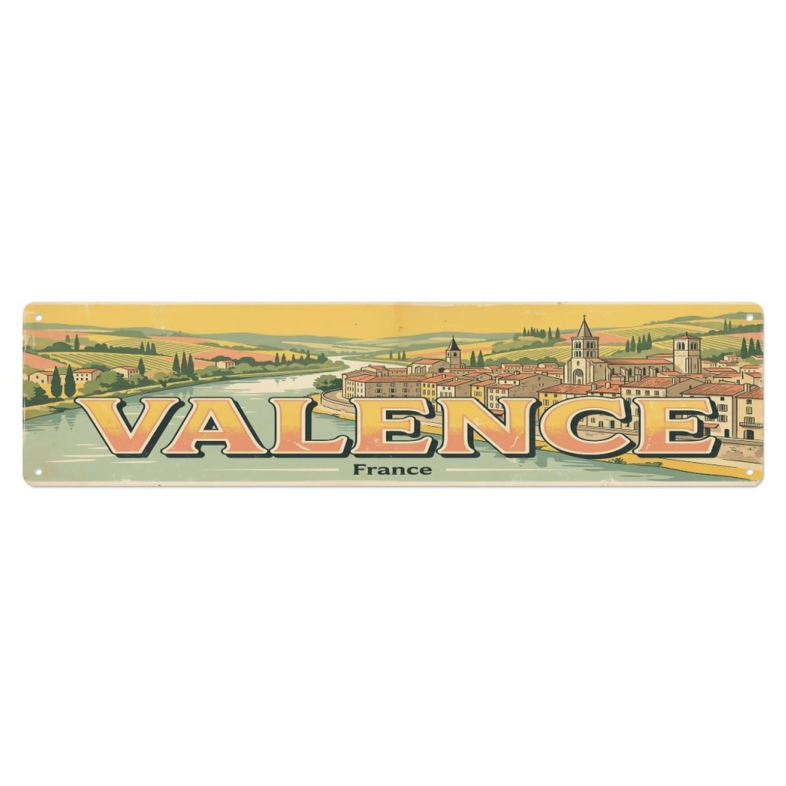 Retro Travel France Valence Metal Tin Sign