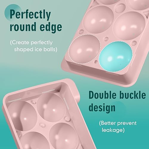 Miniatura 6 de WIBIMEN Bandeja grande para cubitos de hielo, molde de hielo de whisky de 2.5 pulgadas, paquete de 2 moldes de cubitos de hielo con cubo y pinzas,