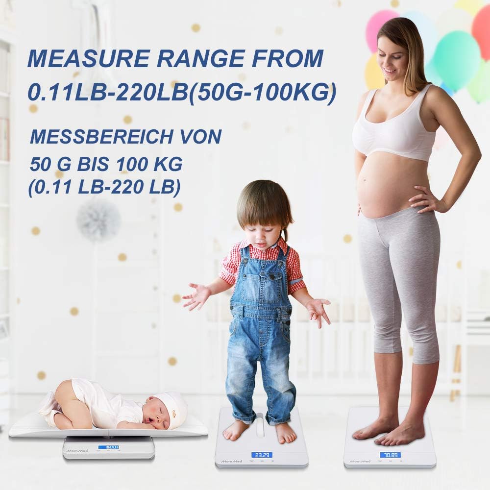 Báscula digital para bebés de 50 g hasta 100 kg, con función de sujeción y accesorio extraíble