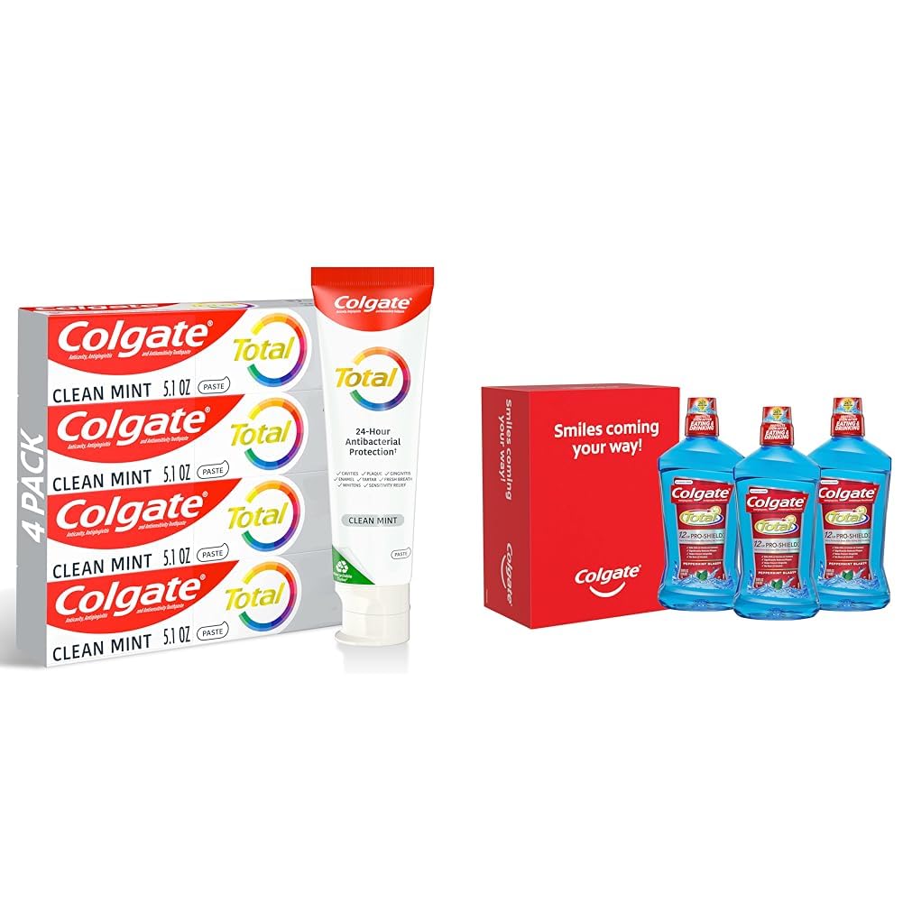 Colgate Total Clean Mint Toothpaste 10 Benefits No Trade-Offs Freshens Breath Total Mouthwash Alcohol Free Mouthwash Peppermint 33