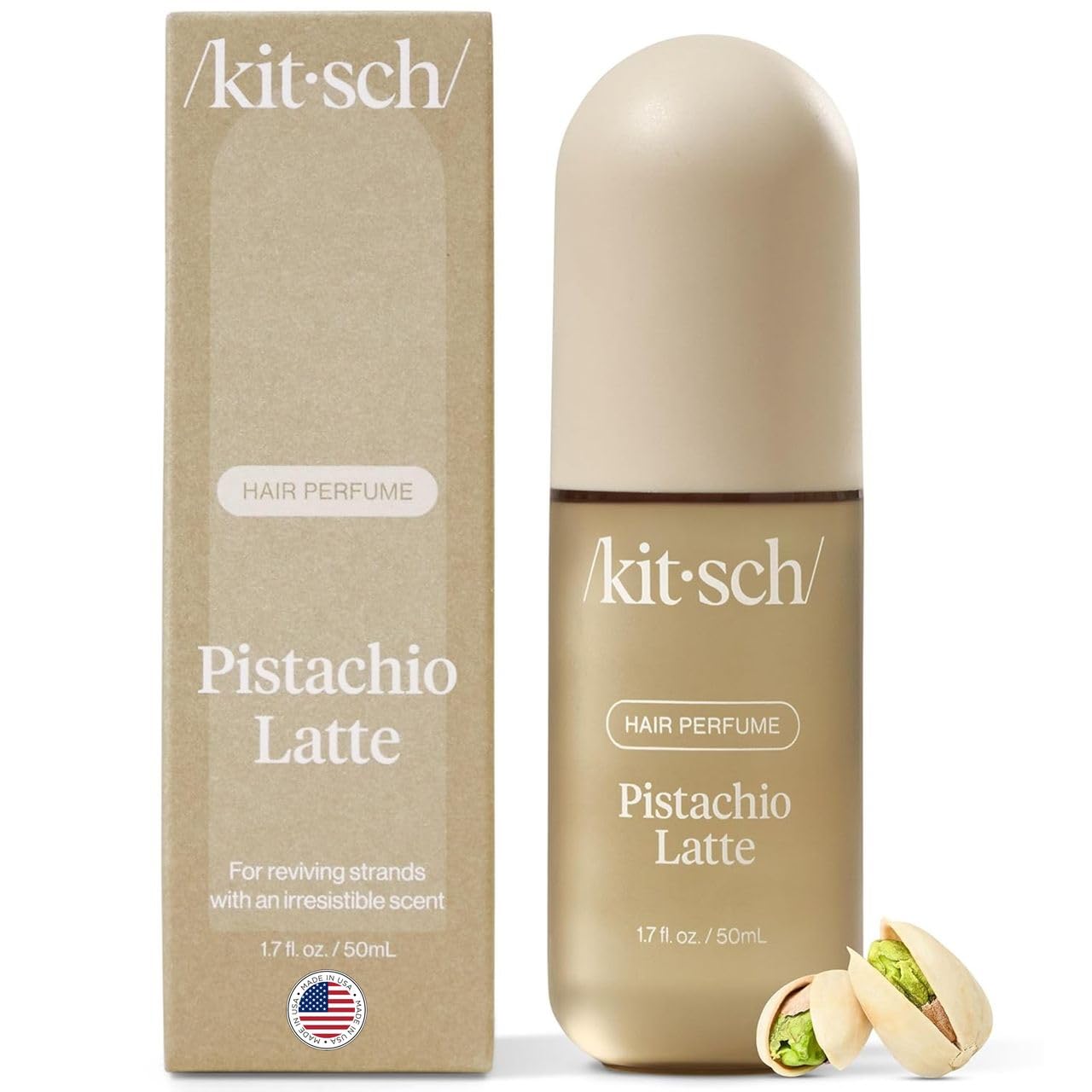 Kitsch Hair Perfume for Women - Pistachio Latte | Clean, Deodorizing & Patented Odor-Eliminating Technology Hair Spray & Body Mist - Freshen Hair, Body & Pillows - Coconut & Warm Coffee Scent - 50mL