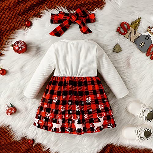 Conjunto de 2 peças para meninas com estampa de floco de neve de Natal e manga comprida para princes