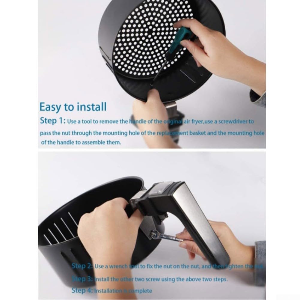Cesta de freír de 2,6 l, cesta de hierro negro para freidora de aire caliente, colador de pasta, accesorios de cocina (3,5 L)