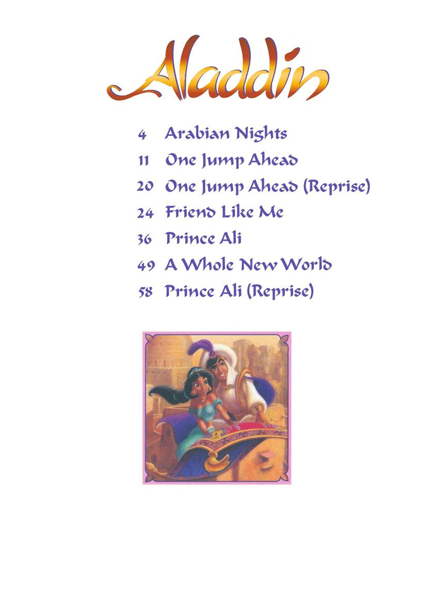 Aladdin piano, voix, guitare: Vocal Selections - from the Motion Picture Soundtrack