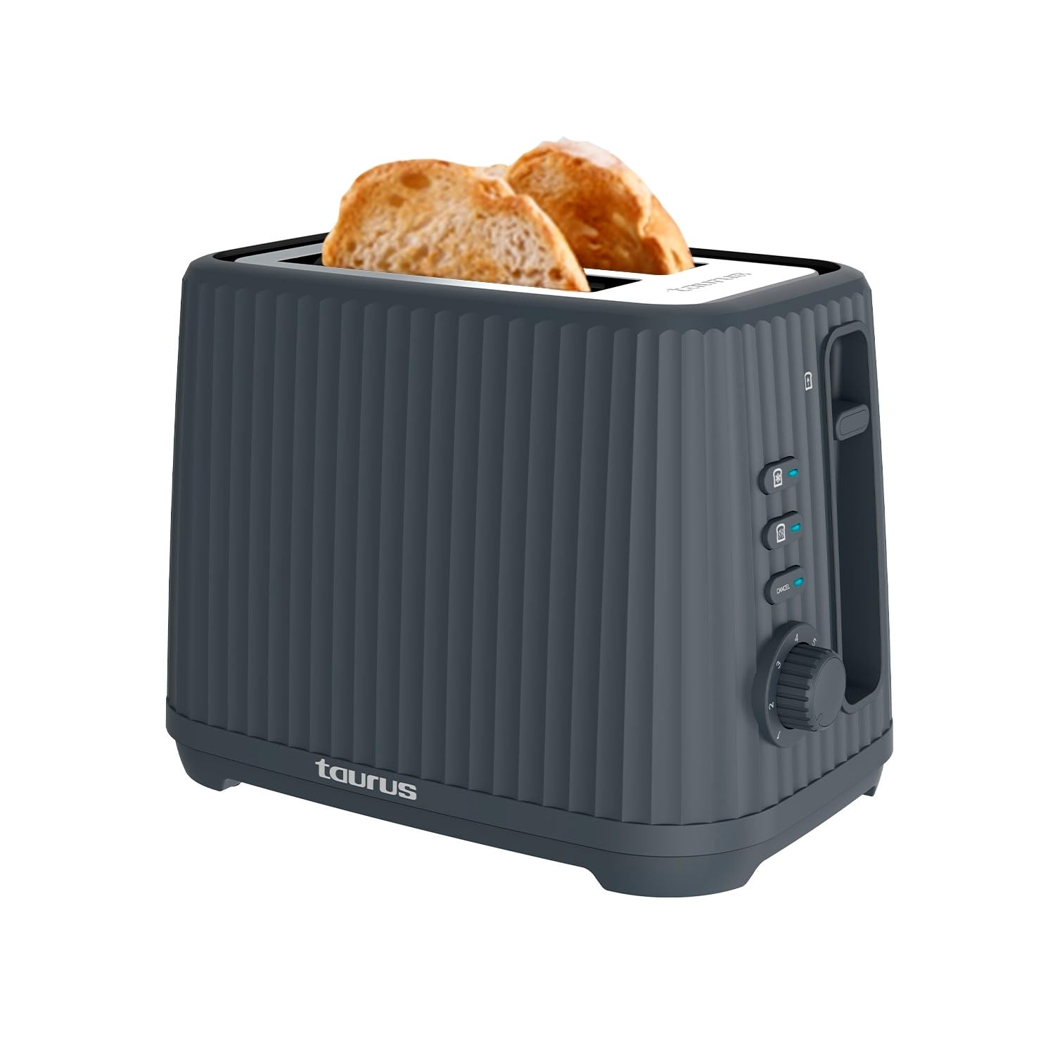 Taurus – Tostapane Jonic Toast 1150W | 7 livelli di tostatura | 3 funzioni | 2 fessure | Centratura automatica | Indicatore luminoso | Sollevamento extra | Avvolgicavo | Raccoglibriciole | Nero