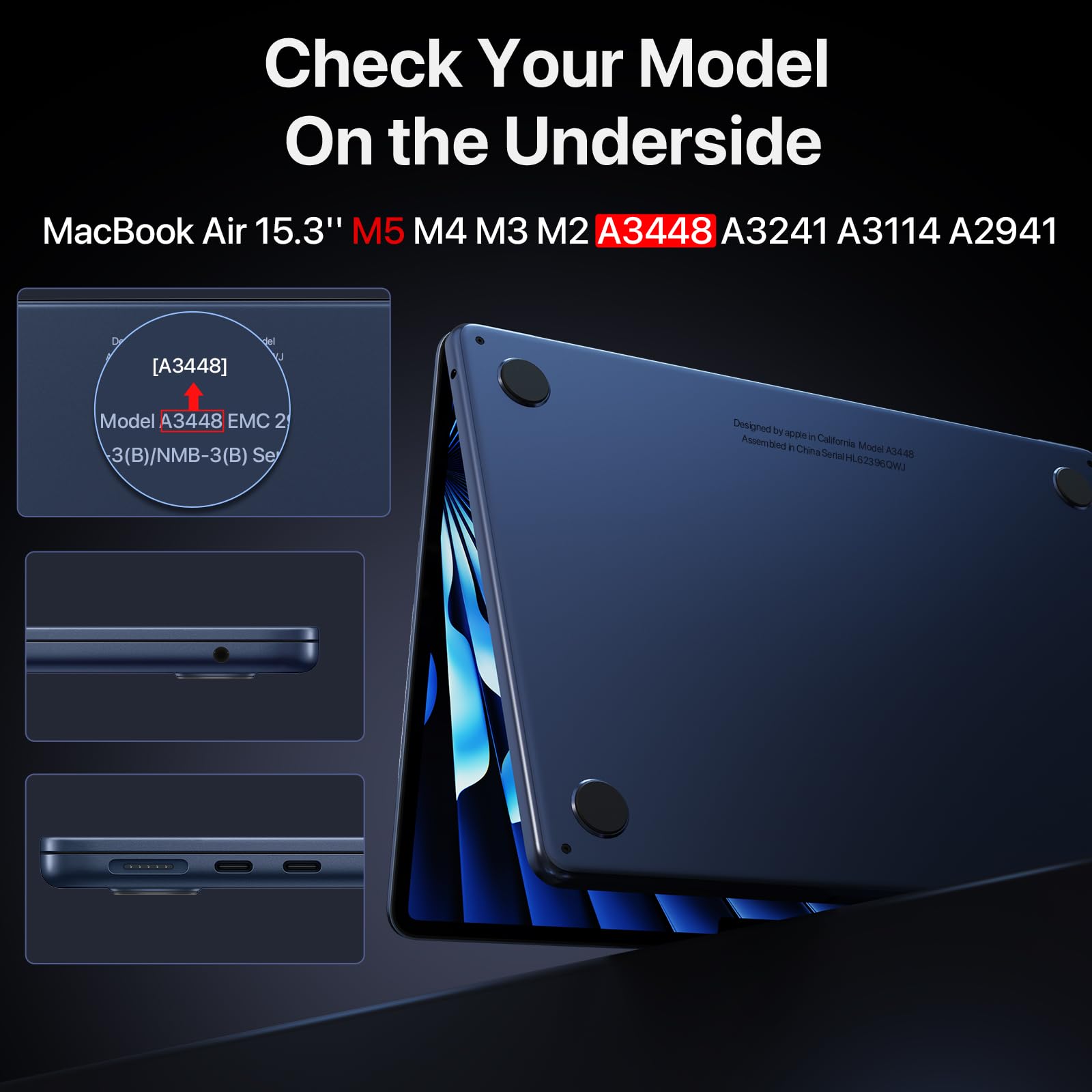 M4 MacBook 15インチミッドナイト 16GB 256GB Apple MacBook Air 15-in Laptop Notebook, M3 8C CPU - 10C GPU, 16GB