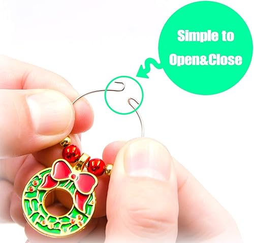 Miniatura 3 de Barra de abalorios de copa de vino de Navidad y marcadores de copa de vino