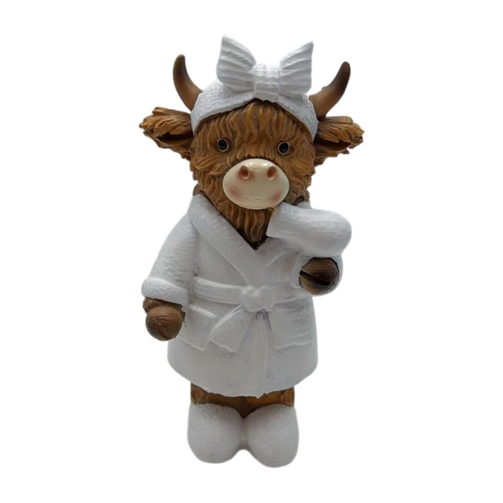 pidodou Highland Cow Figurine Bathrobe Resin Ornament for Bathroom Decor