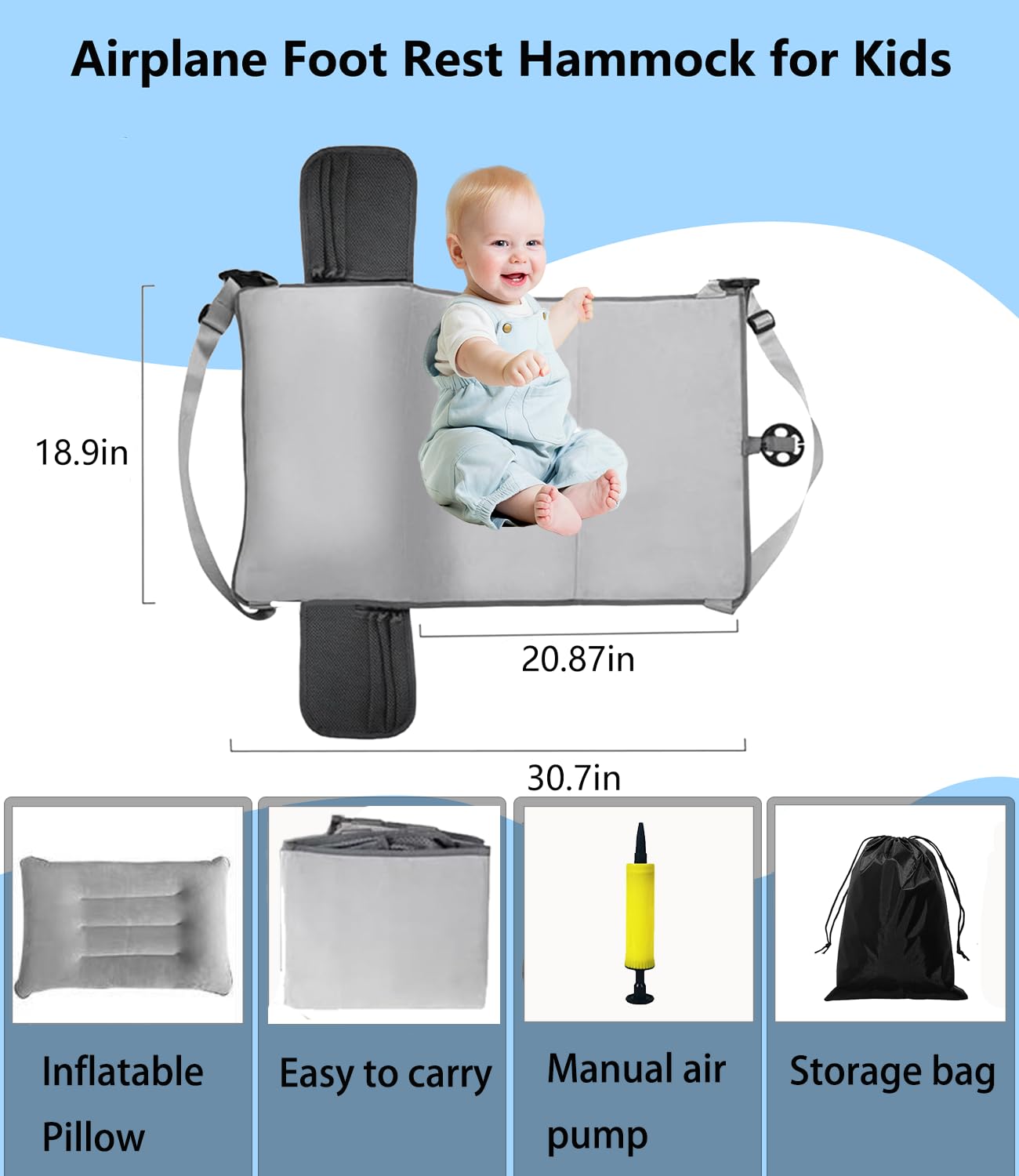 Toddler Airplane Bed, 2025 New Portable Baby Travel Essentials for Flying, Airplane Travel Essentials Kids Reduce Mother's Fatigue, Toddler Airplane Bed, Baby Travel Gear Includes A Storage Bag
