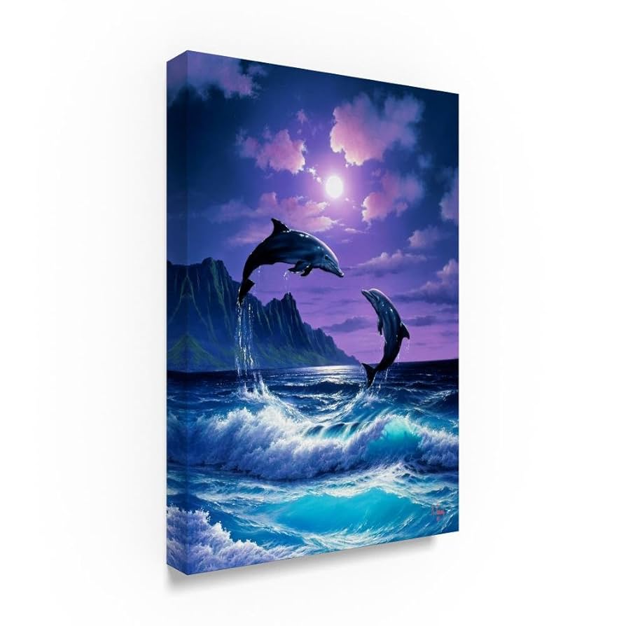 絵画 jamping Amazon.com: Trademark Fine Art Jumping Dolphins Hanging Art