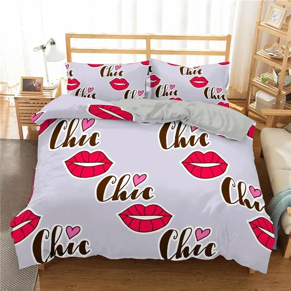Housse de couette rose 240x220 cm avec motifs cœur et microfibre douce