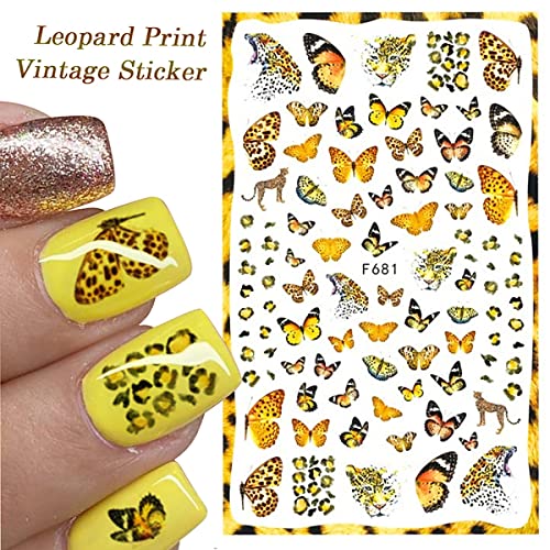 Butterfly Nail Art Stickers , 3D Self-Adhesive Nail Decals Colorful Butterflies Spring Flowers Nail Designs For Acrylic Nails Supplies Manicure Decorations 8 Sheets #TOP4