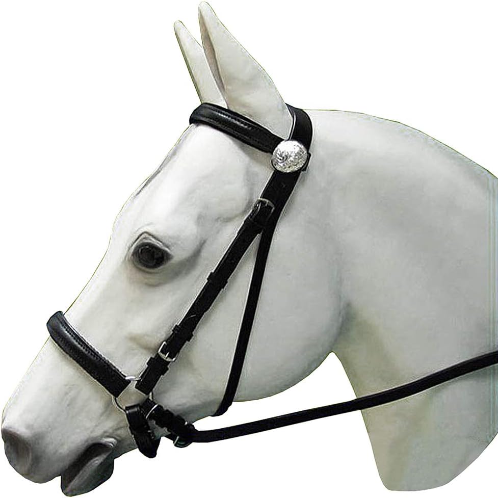 HILASON Western Leather Bitless Bitfree Bridle with Reins Black
