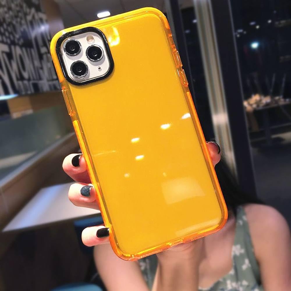 Coque silicone souple iPhone XR transparente antichoc orange - 7