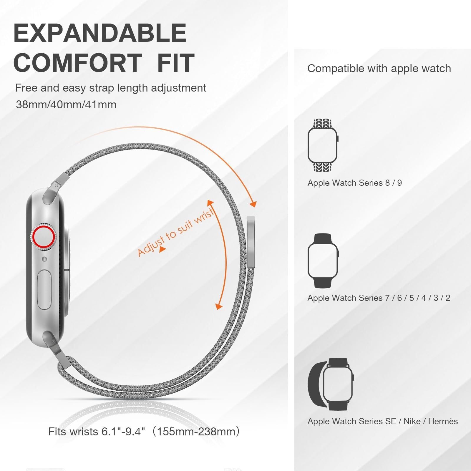 Bucle milanés de Acero Inoxidable para Banda 42 mm, 44 mm, 45 mm, 49 mm, 38 mm, 40 mm, 41 mm, Hombres y Mujeres, reemplazo de Cierre magnético de Bucle de Malla para Bandas IWatch Ultra Series 9 8 7