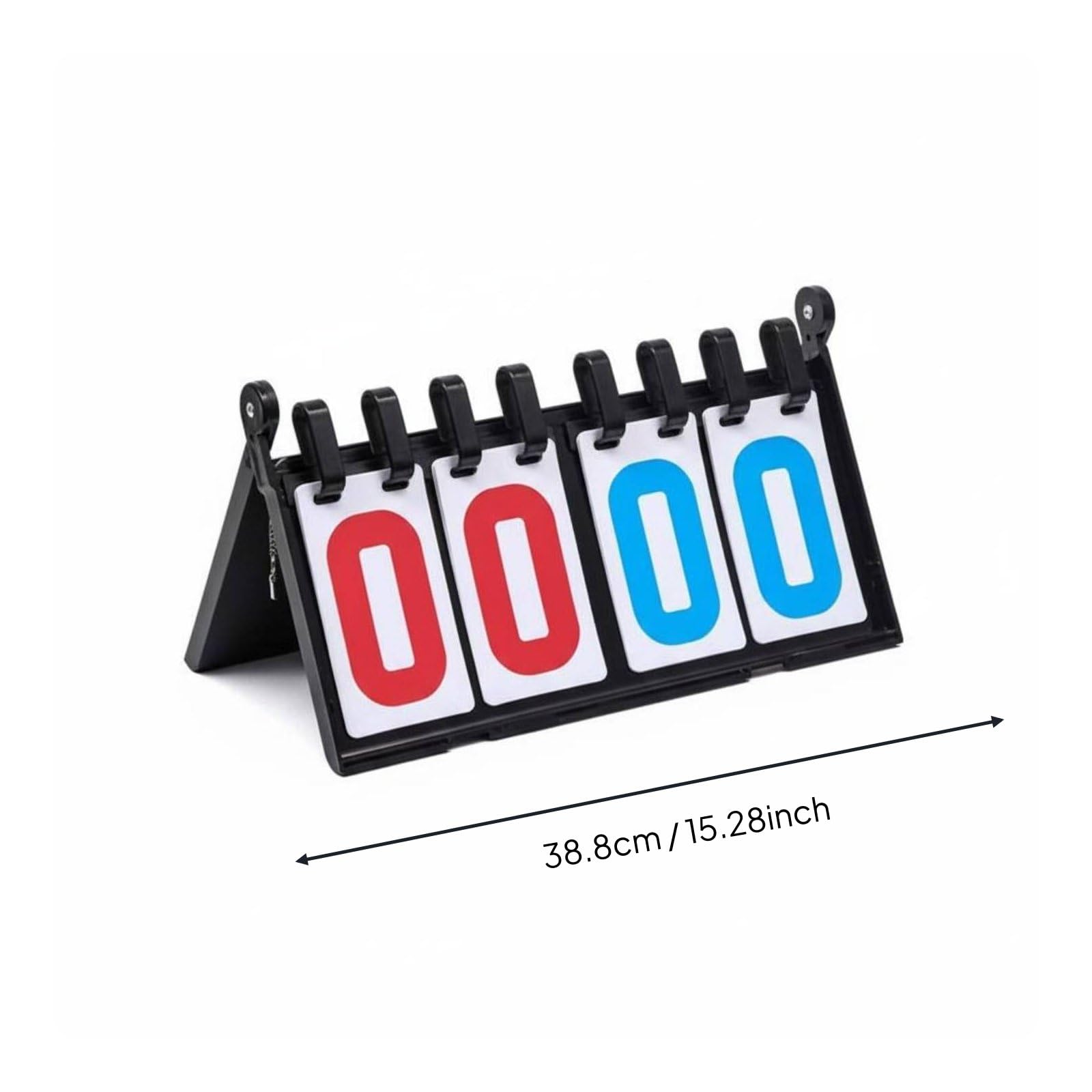 Qianly Tabellone Segnapunti Sportivo Manuale Flip Segnapunti Contapunti Tabella Punteggio con Numeri Giganti Ben Visibili Carte in PVC a Scorrimento Design, Rosso+Blu, PVC 4 Cifre