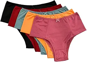 Kit de 5 Calcinhas Pós-Parto com Pala Dupla Lateral, Tecido Suave e Elástico, Cores Sortidas