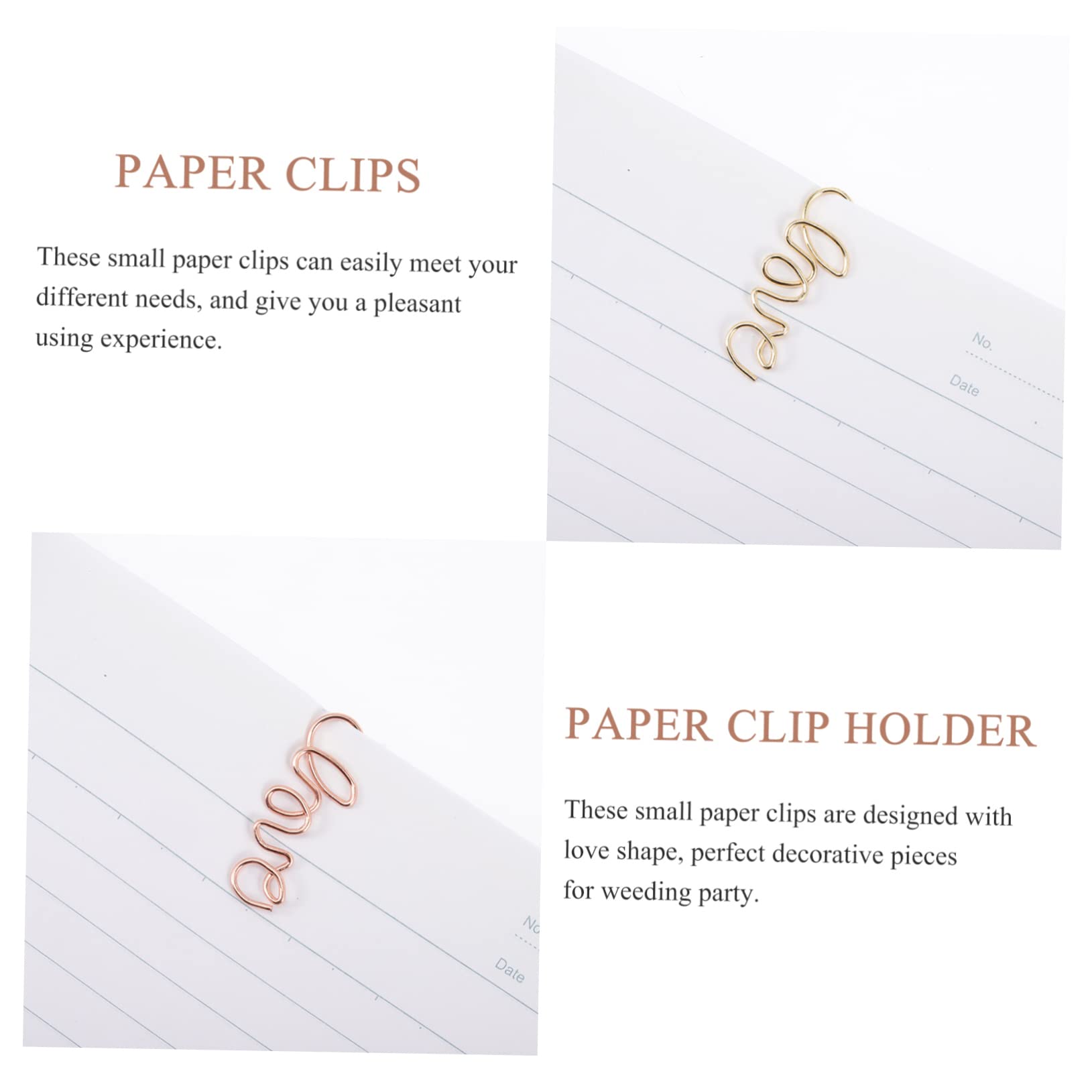 OSALADI 2 Sätze Geformte Büroklammern Clips (Mini Liebe Dekorative Papierklammern Büroklammern Jumbo Bunt Büroklammer Büroklammer-memo Schöner Lesezeichenclip 100 Stück * 2