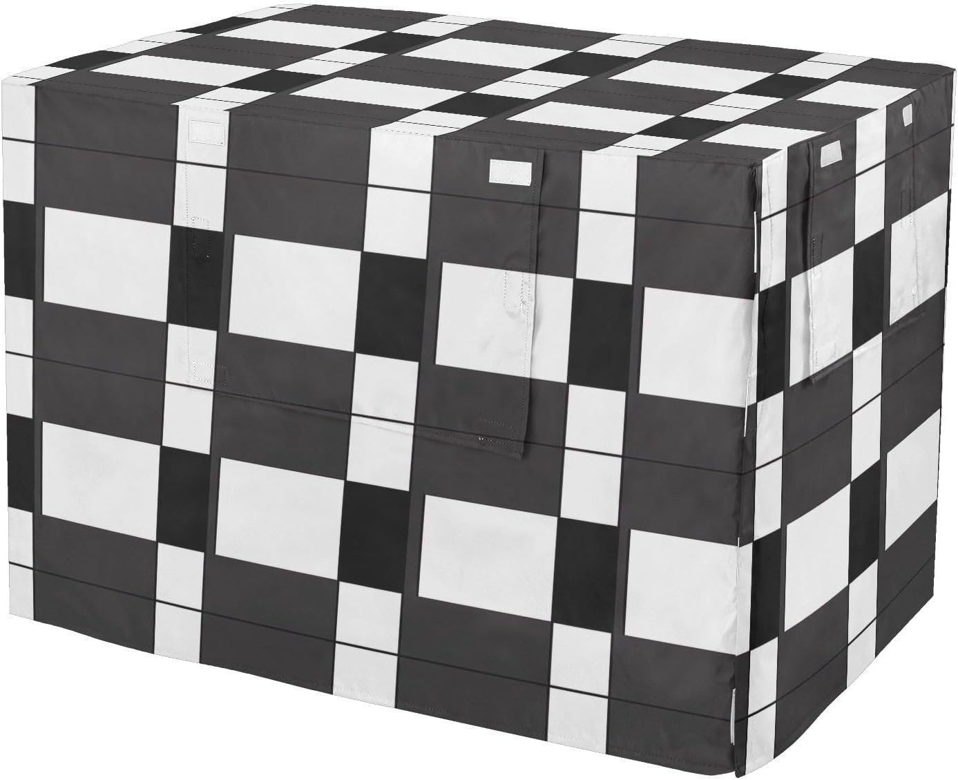 Black and White Checkerboard Dog Crate Cover Roll-up Sides, Pet Crate Cover with Roll-up Sides, Large