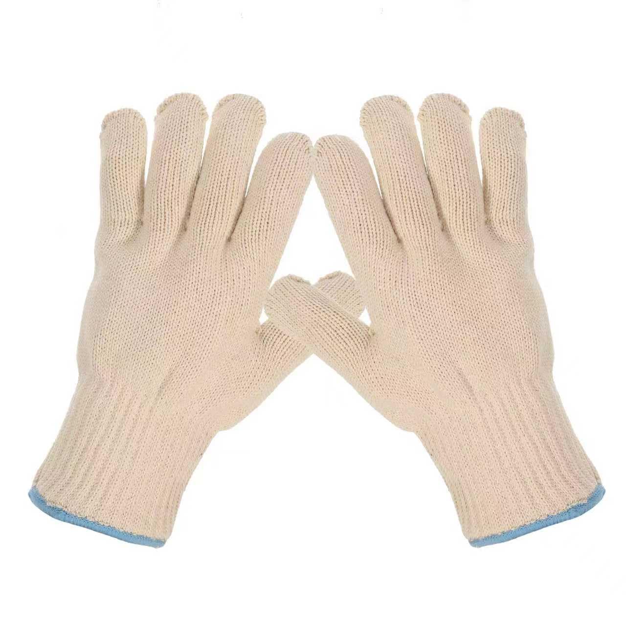 Moliwulong Beige 2Pcs/Set Heat Resistant Oven Gloves, Cotton Knit, Kitchen Cooking Gloves Surface Handler Oven Mitts With Fingers For Bbq Baking Resistant