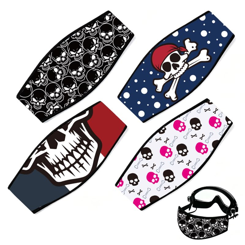INFUNLY 4PCS Skull Gothic Scuba Mask Strap Cover Skeleton Dive Mask Strap Neoprene Masks Slap Straps Waterproof Diving Headband for Men Women Snorkeling Diving Swimming Water Sports