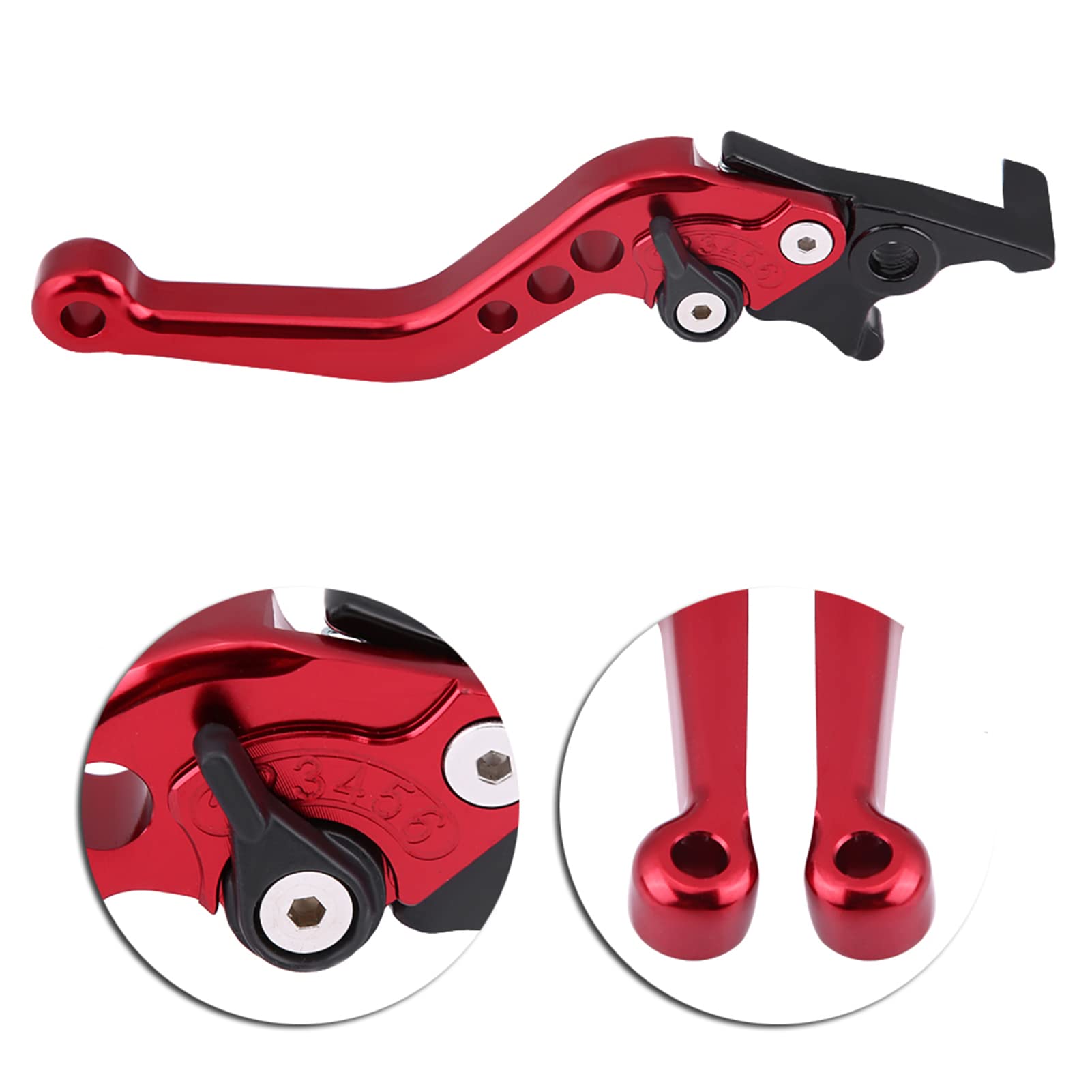 KIMISS 1 Paar Motorrad Hebel Bremsgriff Universal Aluminium Bremshebel Griff Doppelscheibe(Rot) moped