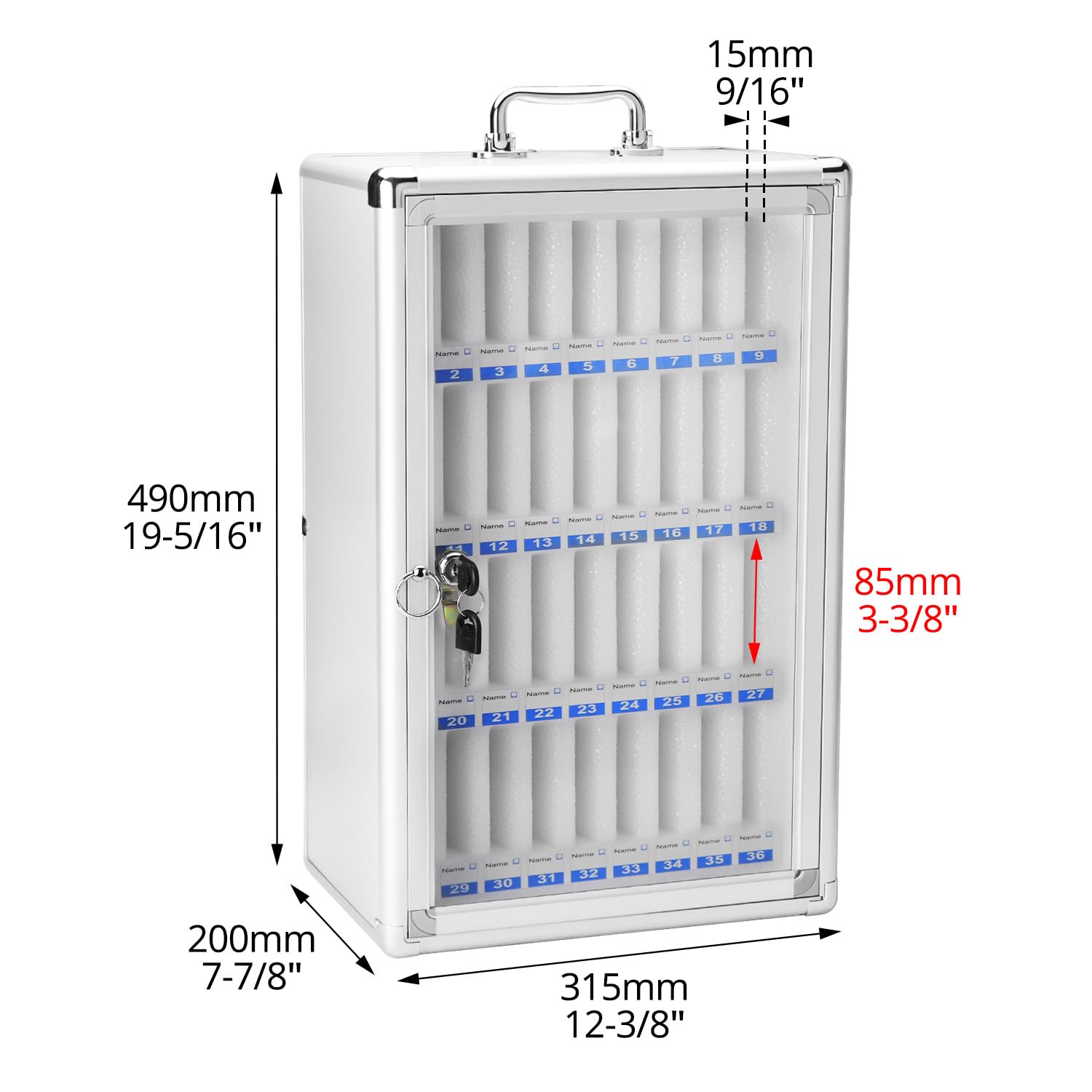 QWORK® gabinete de Almacenamiento para teléfono Celular 36 Ranuras para Montaje en Mesa y Pared, Caja Fuerte para teléfono Celular con Cerradura de Seguridad para escuelas y oficinas