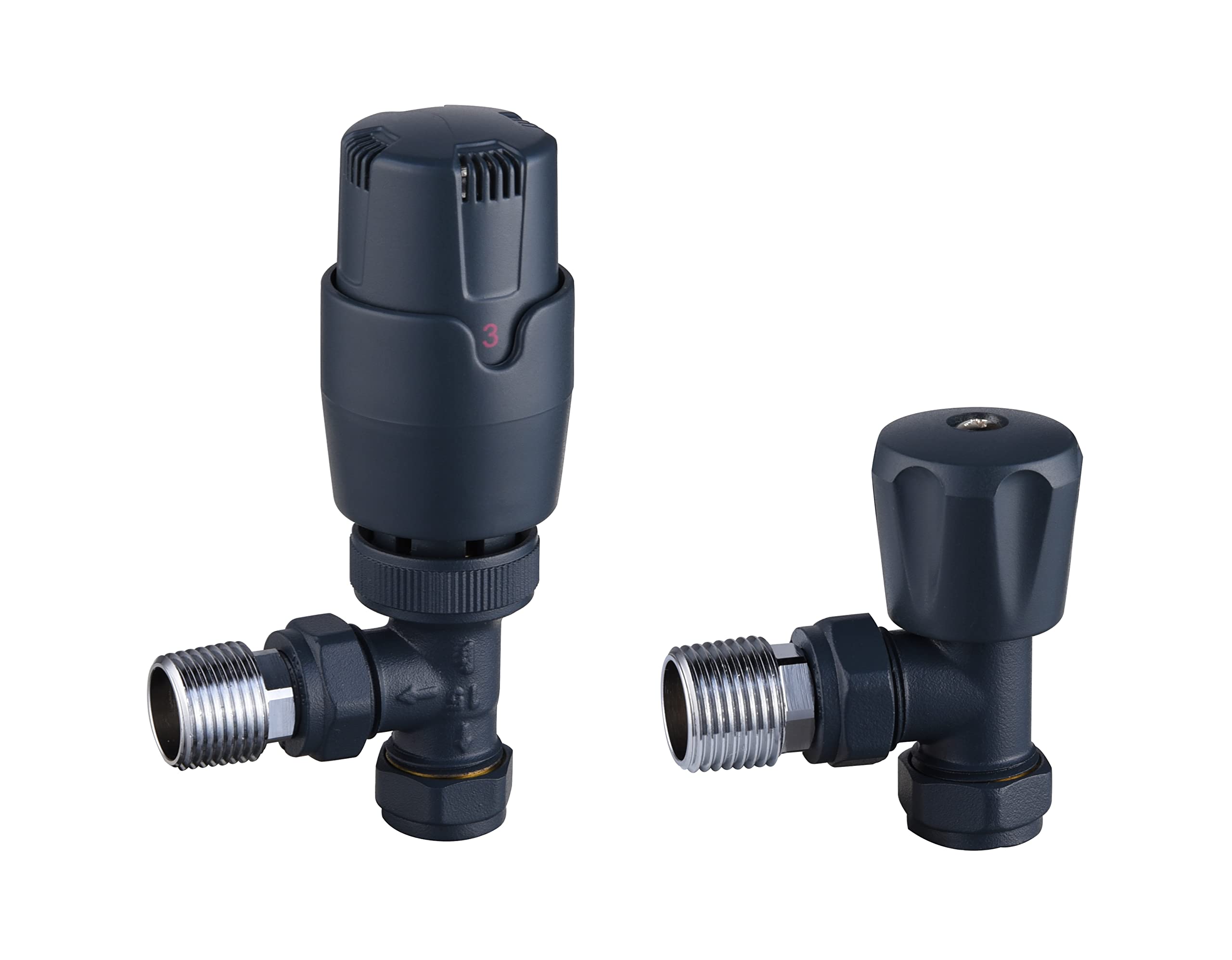 KeenwareKRA-195 Thermostatic Radiator Angled Valves: Anthracite Grey