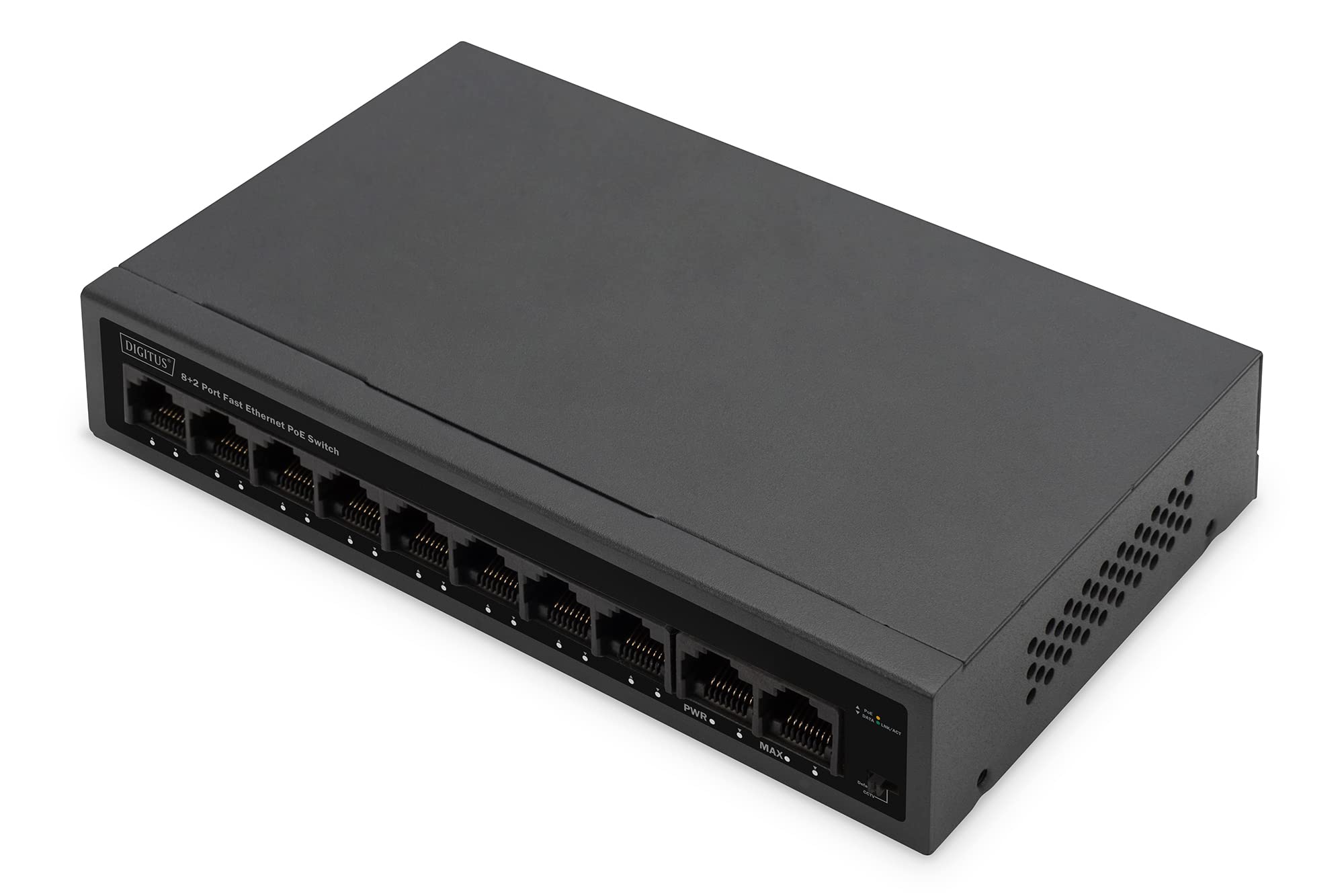 DIGITUS Commutateur réseau PoE – 10 ports 8 PoE + 2 uplinks – 60W – CCTV – 10/100 Mbit/s – Noir
