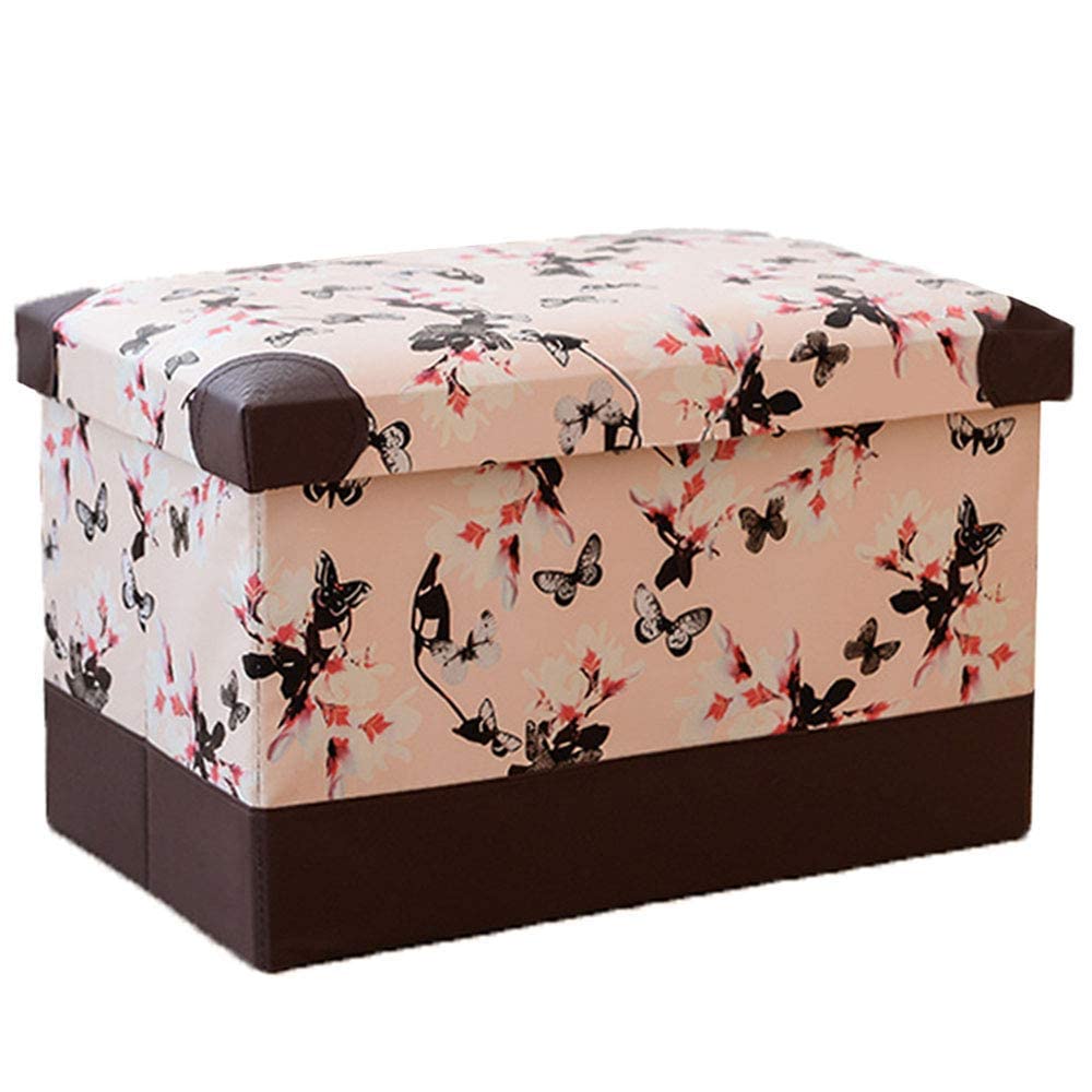 Repose-Pieds en Similicuir Papillon avec Housse et Tabouret de Rangement pour Salon